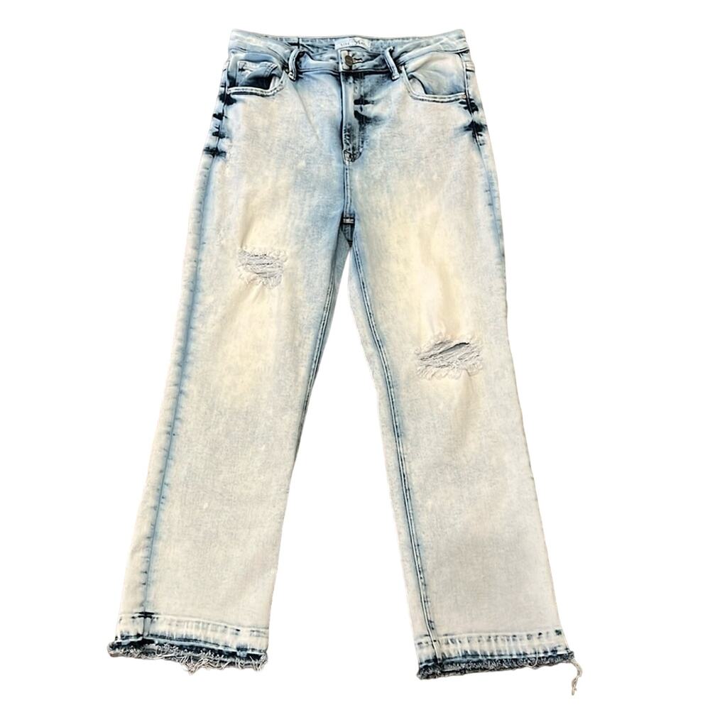 Risen Jeans Women's Acid Wash Straight Crop Jean Light Wash Size 15/32